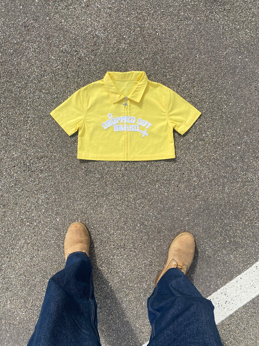 Cropped Womans Worker Tee Brasil Yellow